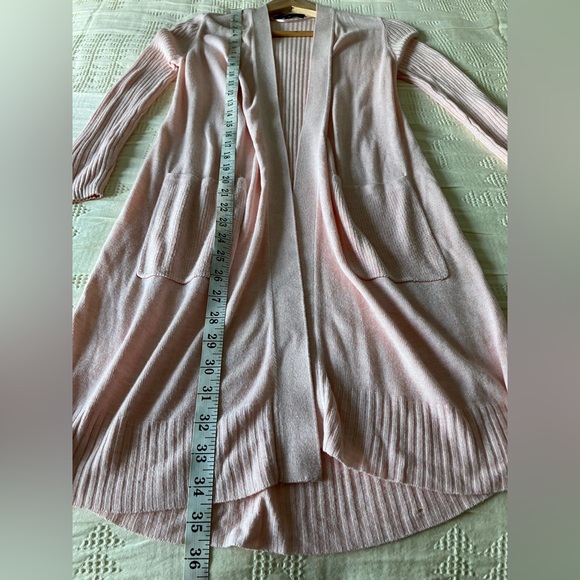 INC Pink Light Weight Open Front Long Sleeve Duster Style Cardigan Size XS - Picture 8 of 10